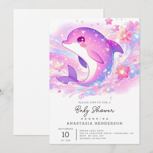 Happy Under het Zee Dolfijn Baby shower Kaart (Voorkant / Achterkant)