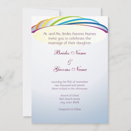 Happy under the Rainbow Wedding Invitation Kaart (Voorkant)