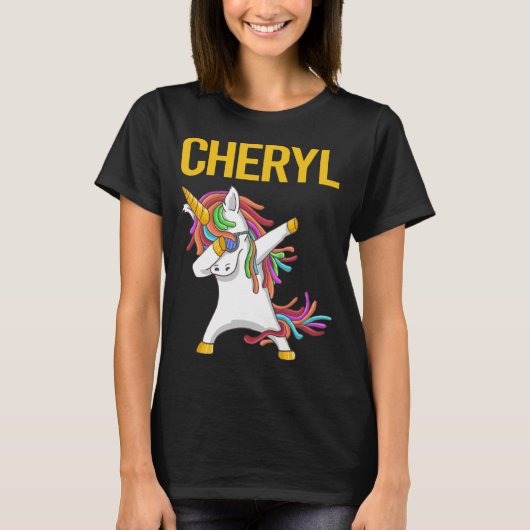 Happy Unicorn - Cheryl naam T-shirt (Voorkant)