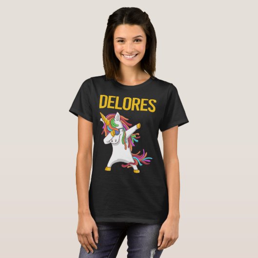 Happy Unicorn - Delores Naam T-shirt (Voorkant volledig)
