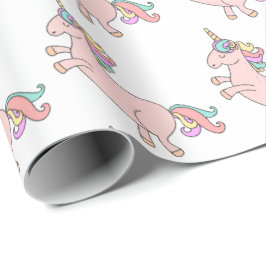Happy Unicorn Horn Pink Snoep Stars Baby shower Cadeaupapier