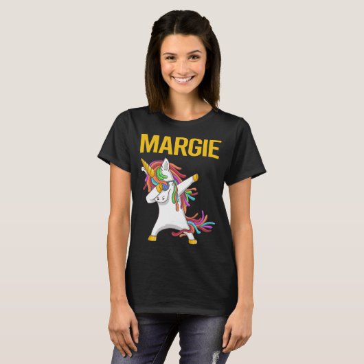 Happy Unicorn - Margie Naam T-shirt (Voorkant volledig)
