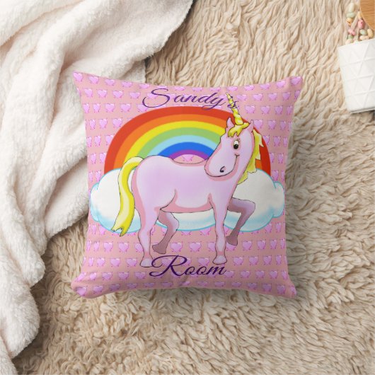 Happy Unicorn Square Pillow Kussen (Deken)