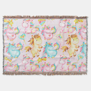 Happy Unicorns Pattern-Unicorn Love in Pink Deken