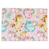 Happy Unicorns Pattern-Unicorn Love in Pink Large Cadeautasje (Achterkant)