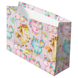 Happy Unicorns Pattern-Unicorn Love in Pink Large Cadeautasje