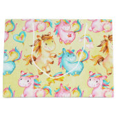 Happy Unicorns Pattern-Unicorn Love in Yellow Large Cadeautasje (Voorkant)