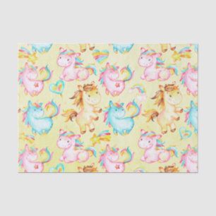 Happy Unicorns Pattern-Unicorn Love in Yellow Tissuepapier