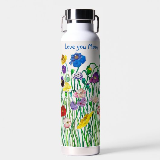 Happy Unique Wild Poppy genaamd Water Bottle Waterfles (Voorkant)