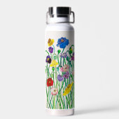 Happy Unique Wild Poppy genaamd Water Bottle Waterfles (Achterkant)