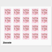 Happy V-Day Gnome Lettering Pink Classroom Vierkante Sticker (Vel)
