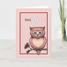 Happy V-owl-entine's Day Roze Valentijn Owl