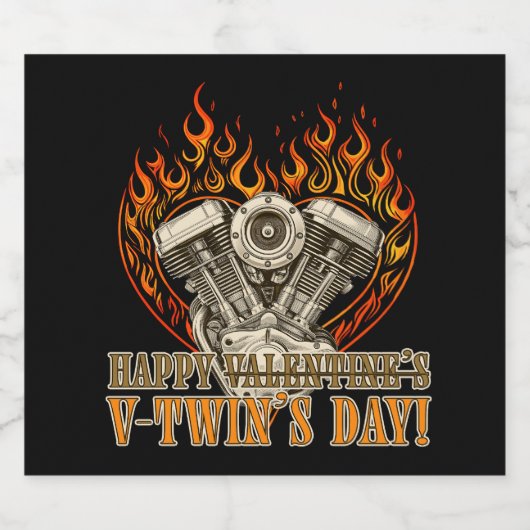 Happy V-Twin’s Day, Anti Valentine, Chopper Lovers Bier Etiket (Enkel label)
