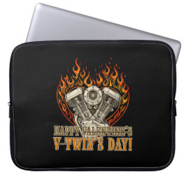 Happy V-Twin’s Day, Anti Valentine, Chopper Lovers Laptop Sleeve