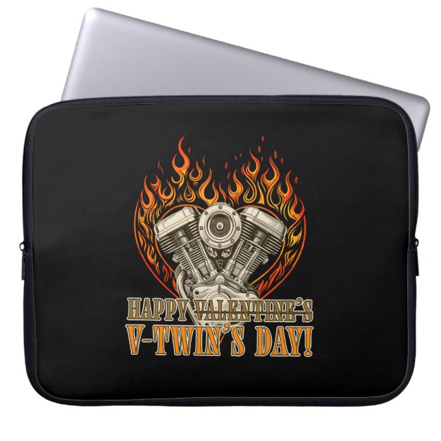 Happy V-Twin’s Day, Anti Valentine, Chopper Lovers Laptop Sleeve (Voorkant)