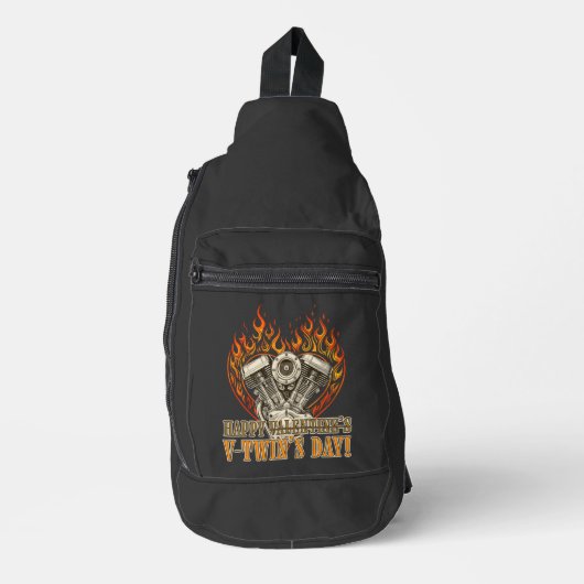 Happy V-Twin’s Day, Anti Valentine, Chopper Lovers Sling Bag (Voorkant)