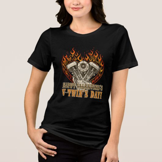 Happy V-Twin’s Day, Anti Valentine, Chopper Lovers Tri-Blend Shirt (Voorkant)