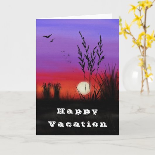 Happy Vacation Kaart Lake Sunset Ontspan (Gele Bloem)