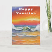 Happy Vacation Kaart Zee Sunset Painting (Voorkant)