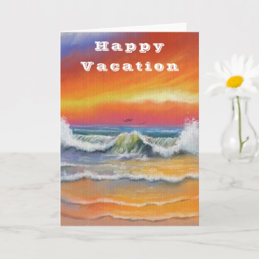 Happy Vacation Kaart Zee Sunset Painting (Kleine Plant)