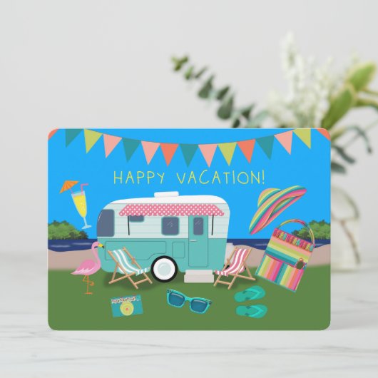 Happy Vacation Schattigee Camper Aan het Meer (Staand voorkant)