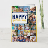 Happy Vaderdag 17 Photo Collage Gold Folie Feestdagenkaart (Voorkant)