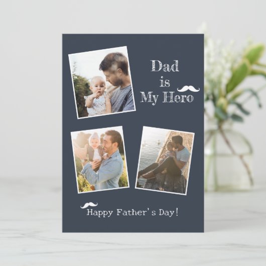 Happy Vaderdag 3 foto Vakantie Kaart (Staand voorkant)