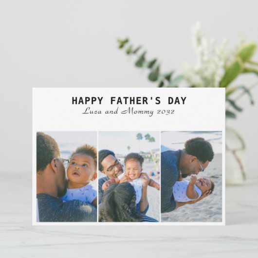 Happy Vaderdag 3 Photo Collage Holiday Kaart (Staand voorkant)