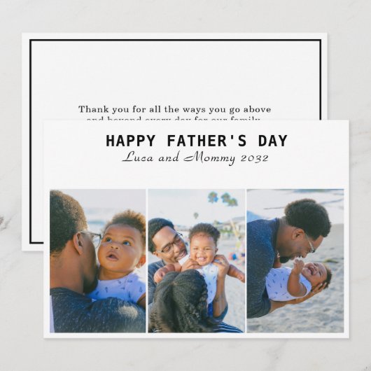Happy Vaderdag 3 Photo Collage Holiday Kaart (Voorkant / Achterkant)
