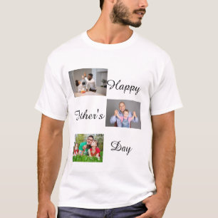 Happy Vaderdag 3 Photo Collage op maat T-shirt