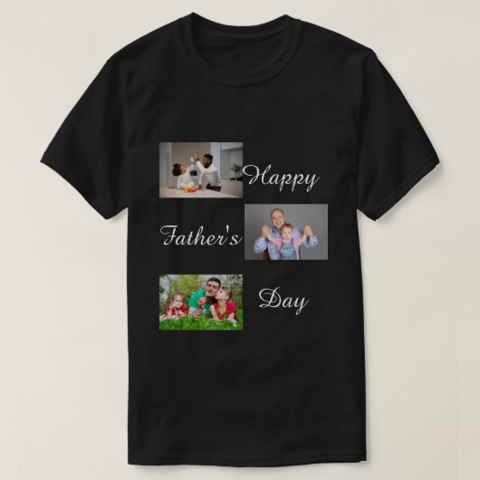 Happy Vaderdag 3 Photo Collage op maat T- T-shirt (Design voorkant)