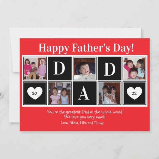 Happy Vaderdag 5 Photo Red Flat Wenskaart Kaart (Voorkant)