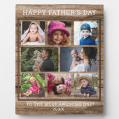 Happy Vaderdag 8 Family Photo Collage Wood Fotoplaat (Voorkant)
