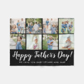 Happy Vaderdag 8 Photo Collage Black Fleece Deken (Voorkant (Horizontaal))