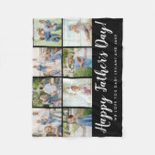 Happy Vaderdag 8 Photo Collage Black Fleece Deken (Voorkant)
