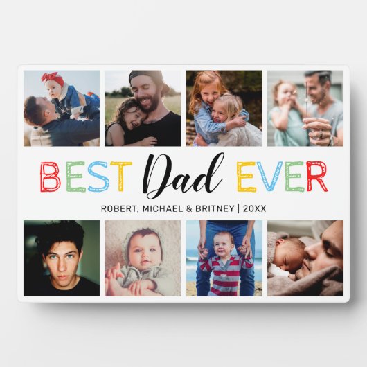 Happy Vaderdag 8 Photo Collage Fotoplaat (voorkant)