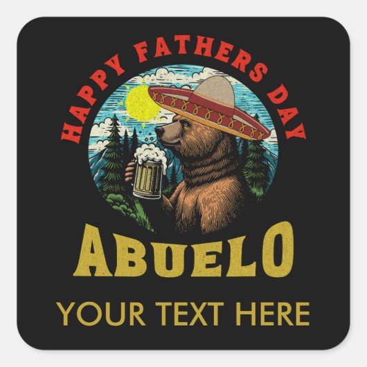 Happy Vaderdag Abuelo Bier Mok Beer Sombrero Vierkante Sticker (Voorkant)