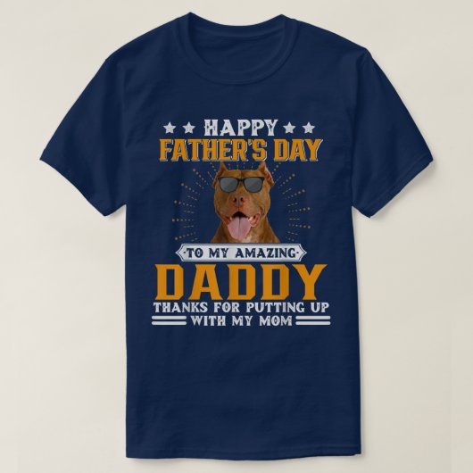 Happy Vaderdag American Pit Bull Dog Dad Gifts T-shirt (Design voorkant)