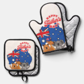 Happy Vaderdag Australië Ovenwant & Pannenlap Set (Voorkant / Achterkant)
