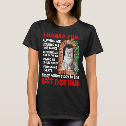 Happy Vaderdag Best Cat Dad Cute Cat op Window T-shirt (Voorkant)