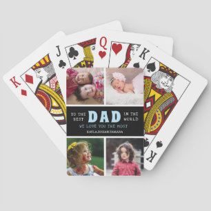 Happy Vaderdag Best Dad 4 Photo Collage Pokerkaarten