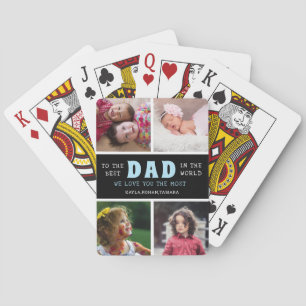 Happy Vaderdag Best Dad 4 Photo Collage Pokerkaarten