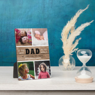 Happy Vaderdag Best Dad 4 Photo Collage Wood Fotoplaat