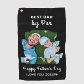 Happy Vaderdag Best Dad by Par Custom Photo Golfhanddoek (Voorkant)