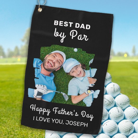 Happy Vaderdag Best Dad by Par Custom Photo Golfhanddoek