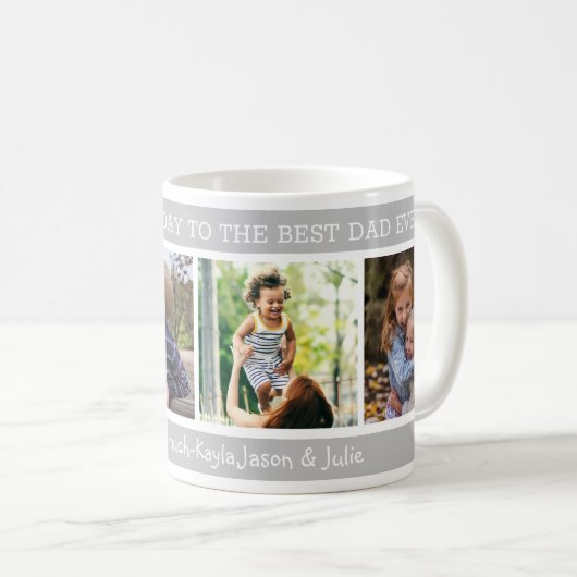 Happy Vaderdag Best Dad Oover 4 Photo Collage Koffiemok (Voorkant rechts)