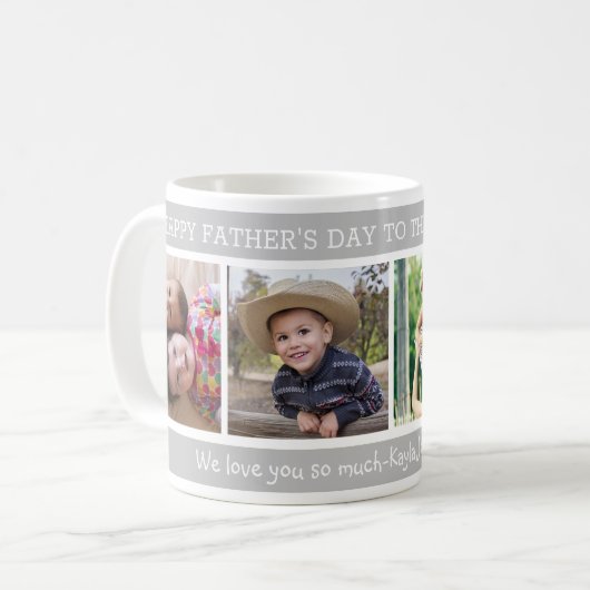 Happy Vaderdag Best Dad Oover 4 Photo Collage Koffiemok (Voorkant links)