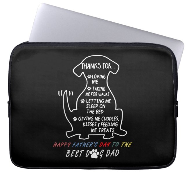Happy Vaderdag Best Dog Dad Laptop Sleeve (Voorkant)