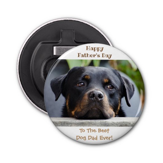 Happy Vaderdag Best Dog Dad Photo Button Flesopener (Voorkant)