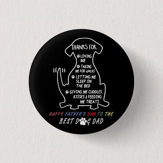 Happy Vaderdag Best Dog Dad Ronde Button 3,2 Cm (Voorkant)